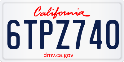 CA license plate 6TPZ740