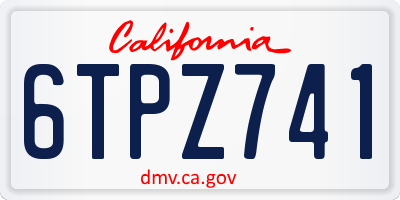 CA license plate 6TPZ741