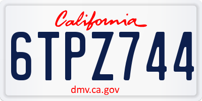 CA license plate 6TPZ744