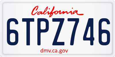 CA license plate 6TPZ746
