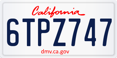 CA license plate 6TPZ747