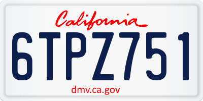 CA license plate 6TPZ751