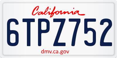 CA license plate 6TPZ752