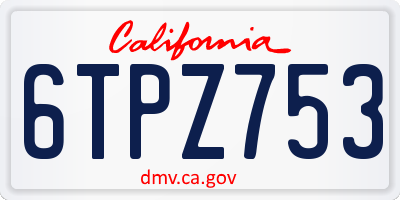 CA license plate 6TPZ753