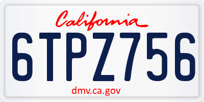 CA license plate 6TPZ756