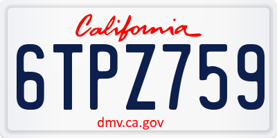 CA license plate 6TPZ759