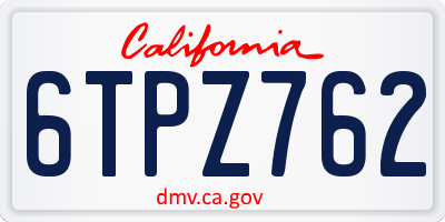 CA license plate 6TPZ762