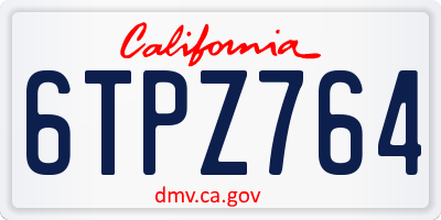 CA license plate 6TPZ764