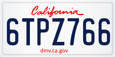 CA license plate 6TPZ766