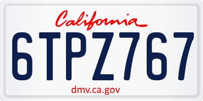 CA license plate 6TPZ767