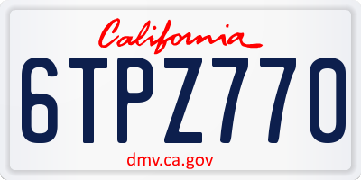 CA license plate 6TPZ770