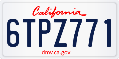 CA license plate 6TPZ771