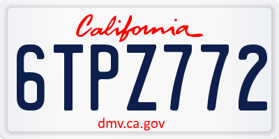 CA license plate 6TPZ772