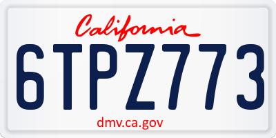 CA license plate 6TPZ773