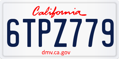 CA license plate 6TPZ779