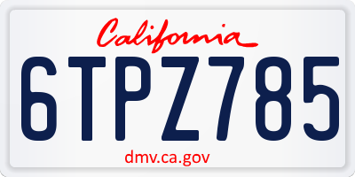 CA license plate 6TPZ785