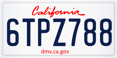 CA license plate 6TPZ788