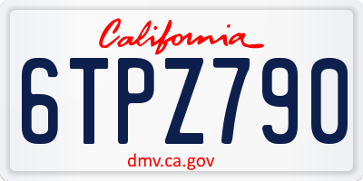 CA license plate 6TPZ790