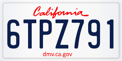 CA license plate 6TPZ791