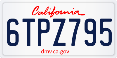 CA license plate 6TPZ795