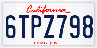 CA license plate 6TPZ798