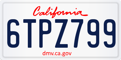 CA license plate 6TPZ799