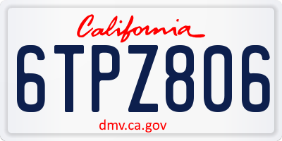 CA license plate 6TPZ806