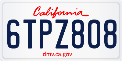 CA license plate 6TPZ808