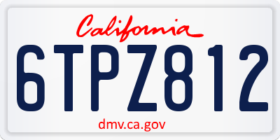 CA license plate 6TPZ812