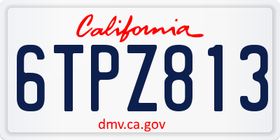 CA license plate 6TPZ813