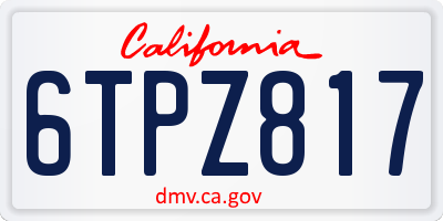 CA license plate 6TPZ817