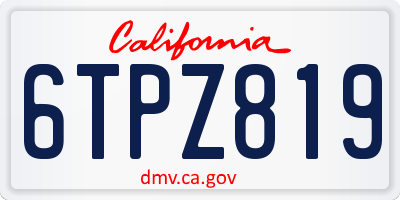 CA license plate 6TPZ819