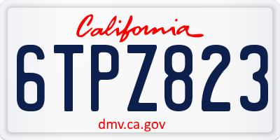 CA license plate 6TPZ823