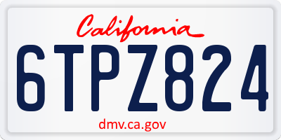 CA license plate 6TPZ824