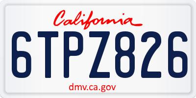 CA license plate 6TPZ826