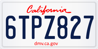 CA license plate 6TPZ827