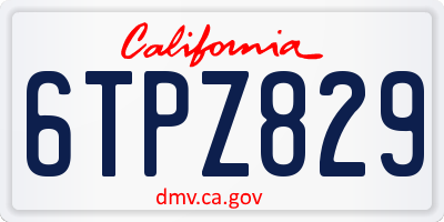 CA license plate 6TPZ829