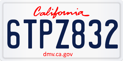 CA license plate 6TPZ832