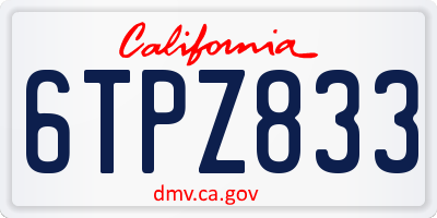 CA license plate 6TPZ833