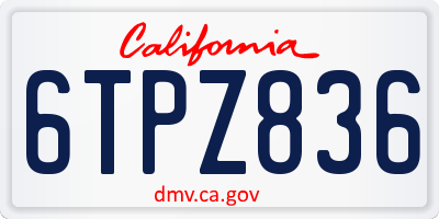 CA license plate 6TPZ836