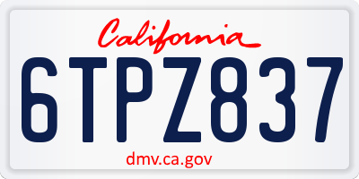 CA license plate 6TPZ837