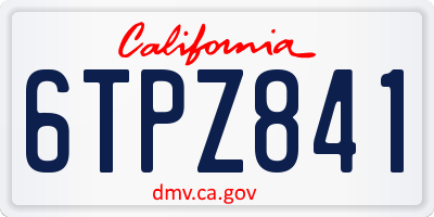 CA license plate 6TPZ841