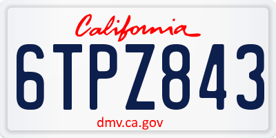 CA license plate 6TPZ843