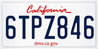 CA license plate 6TPZ846