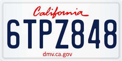 CA license plate 6TPZ848