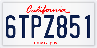 CA license plate 6TPZ851