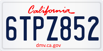 CA license plate 6TPZ852