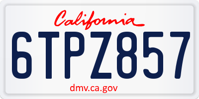 CA license plate 6TPZ857