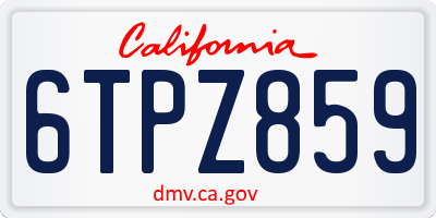 CA license plate 6TPZ859