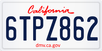 CA license plate 6TPZ862